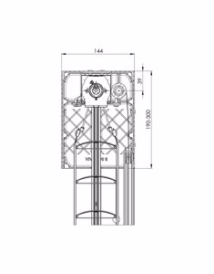 Cross section fo the visible self-supporting blind Viva